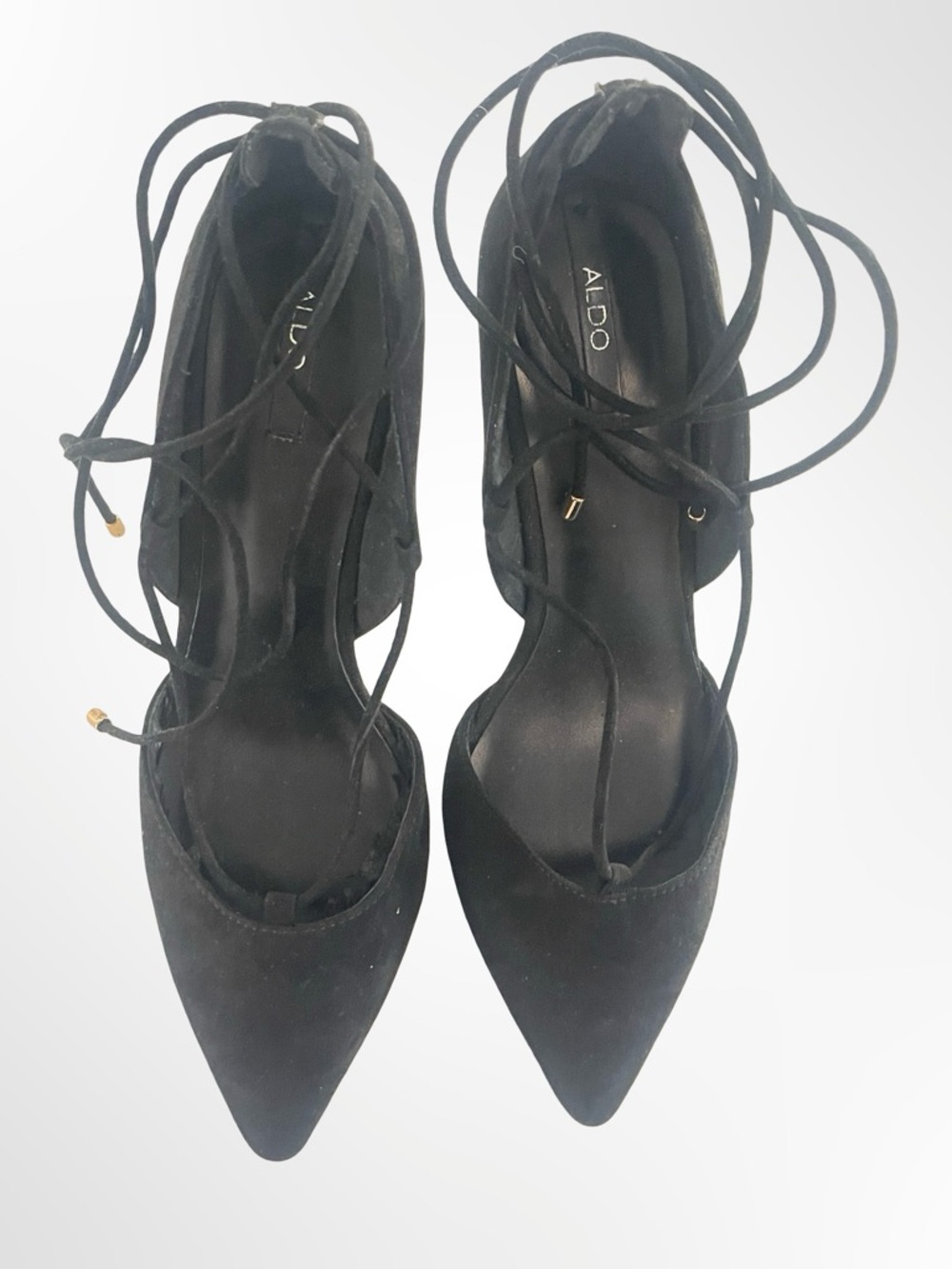 ALDO Black Pointed-Toe Lace-Up Heels in size 8 - Picture 2 of 8